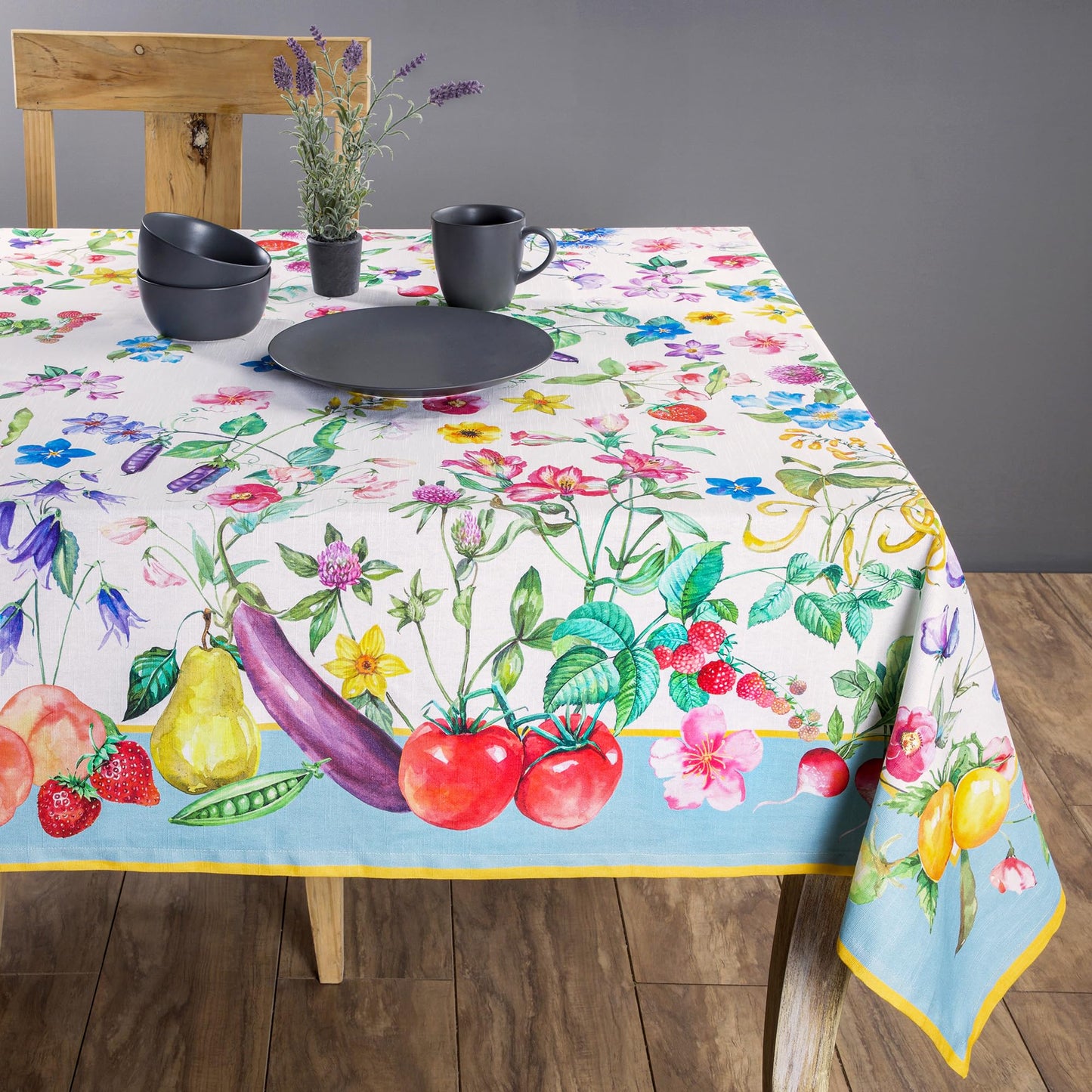 Maison d' Hermine Table Cloth Rectangle Table 100% Cotton 70 x 108 Inches Tablecloth Reusable Decorative for Dining Kitchen Room Farmhouse Home Gifts for Mothers Day Spring Summer - Giverny