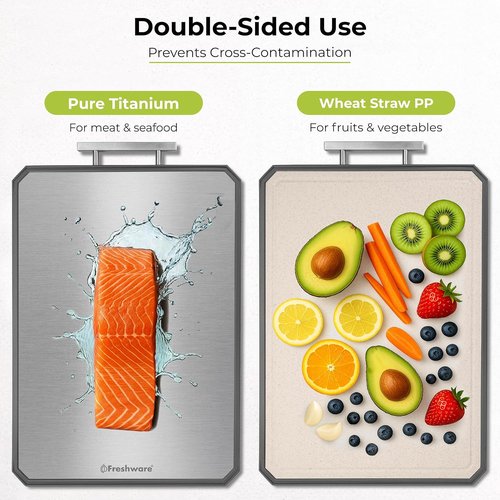Freshware Titanium Cutting Board - Set of 2 Double-Sided Chopping Boards | Dishwasher Safe, Medium & Large Sizes