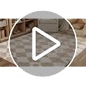 Boho Beige 8x10 Area Rug for Living Room - Soft Checkered Shag Carpet