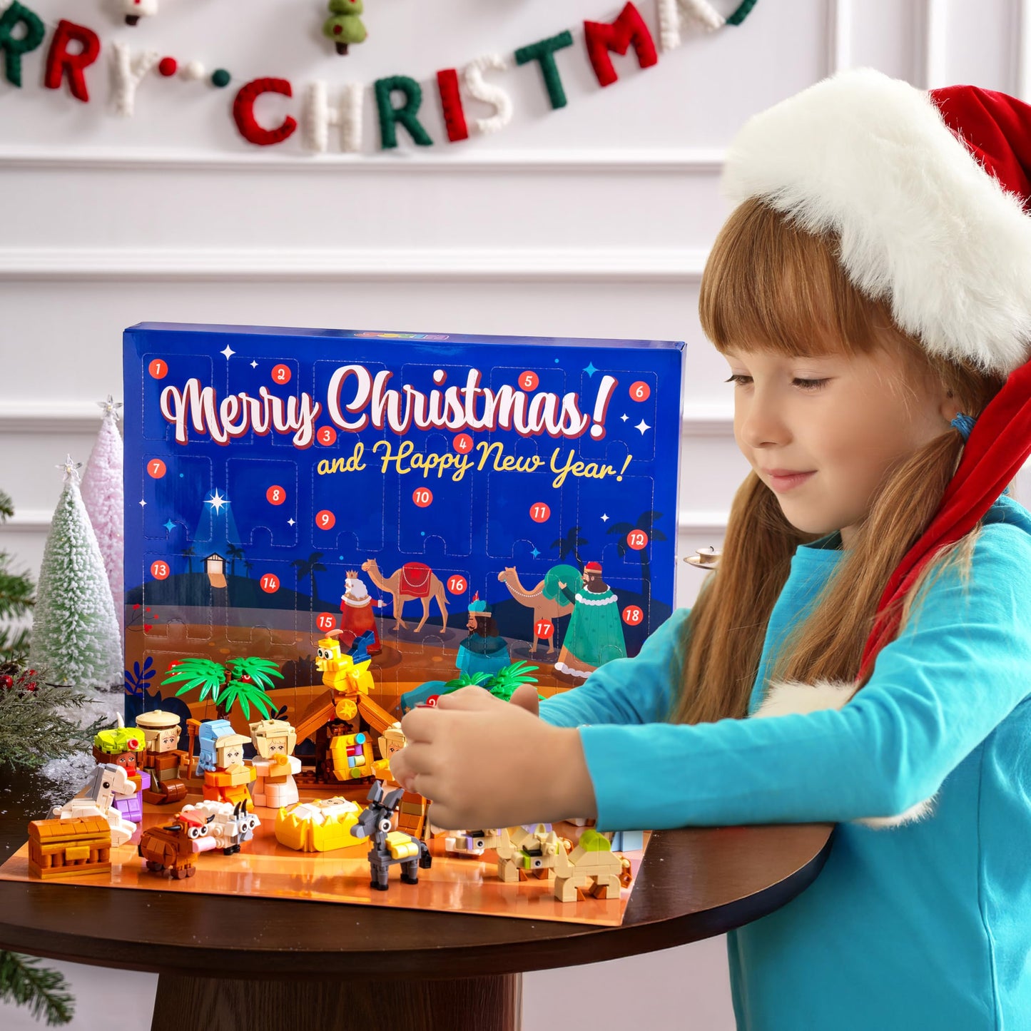 JOYIN 2025 Christmas Advent Calendar Nativity Figurine Set, Christmas Countdown Nativity Scene Set, 24 PCS Xmas Story Christian Religious Advent Calendar