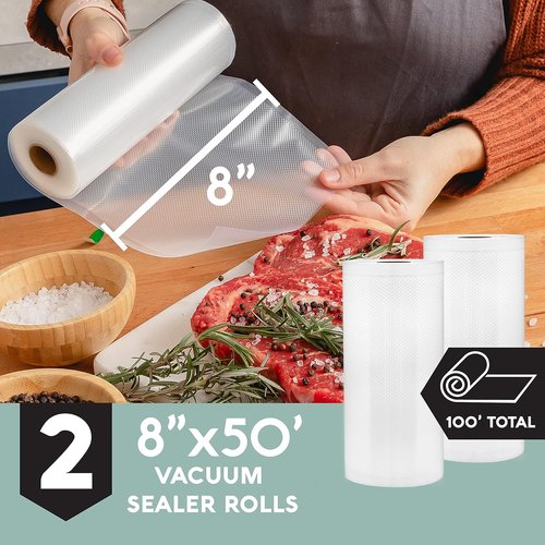 Avid Armor Vacuum Seal Rolls - Non-BPA Food Storage Bags | 8" x 50ft | Pack of 2 for Meal Prep