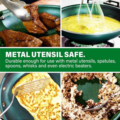 Granitestone 10-Inch Nonstick Frying Pan - PFOA Free, Oven Safe to 500°F, Emerald Green