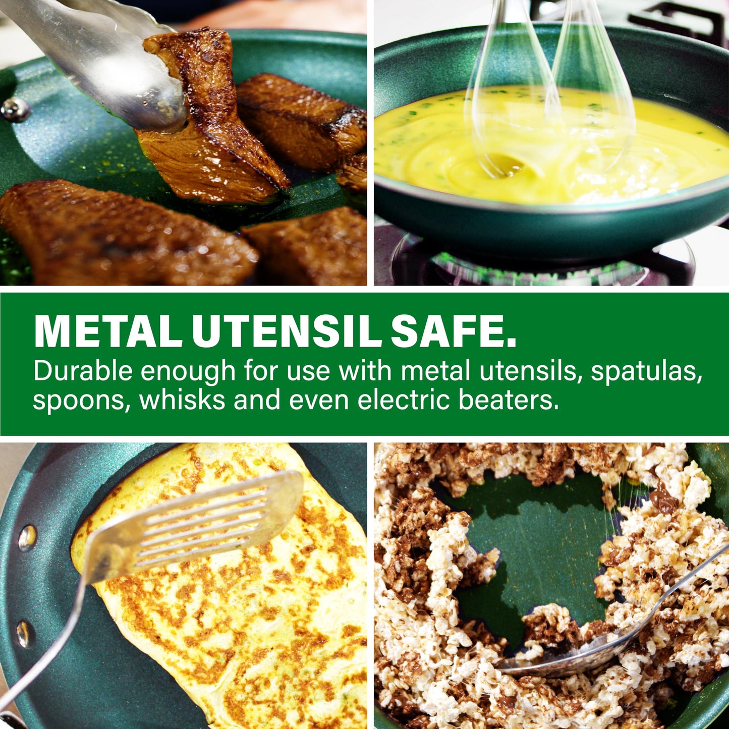 Granitestone 10 Inch Nonstick Frying Pan Skillet, Granite Coated Non Toxic Cooking Pan for Eggs & Omelettes, PFOA Free, Withstands Metal Utensils, Oven Safe to 500°F, Dishwasher Safe, Emerald Green