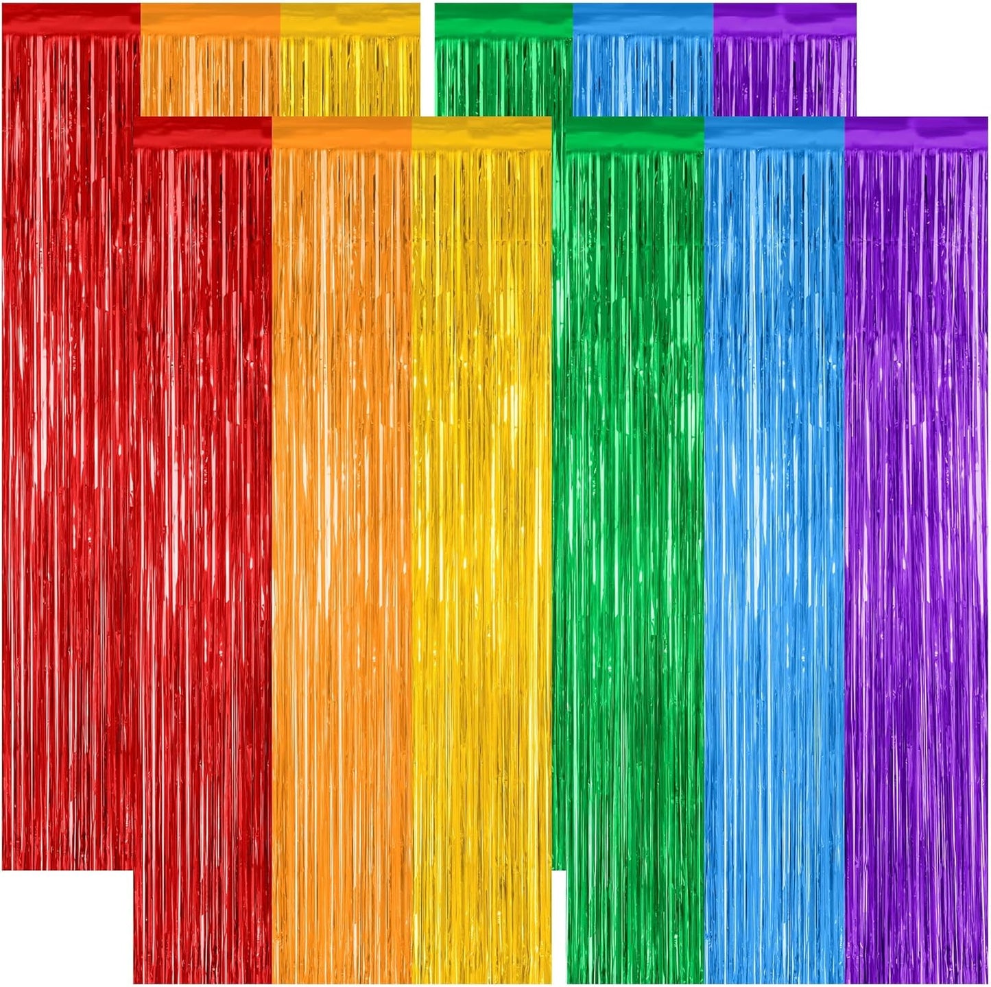 ZATAYE Rainbow Backdrop | 4 Pack Metallic LGBT Party Decorations - 3.28 FT x 7.05 FT Tinsel Streamers