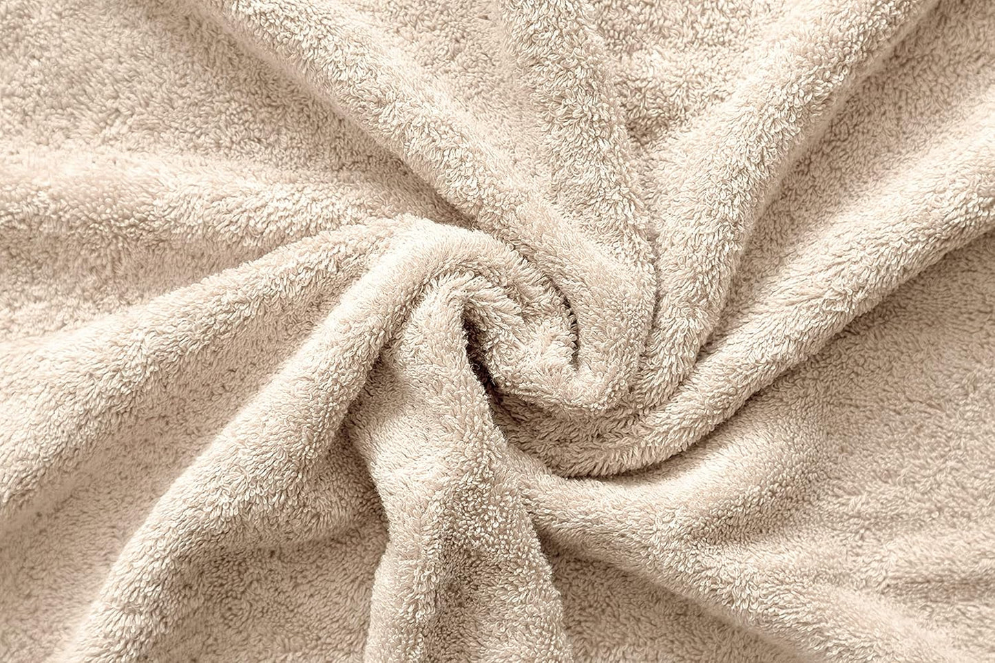 American Veteran Luxury Towel Set - 100% Cotton Turkish Towels | 6 Pieces in Beige (2 Bath, 2 Hand, 2 Washcloths)