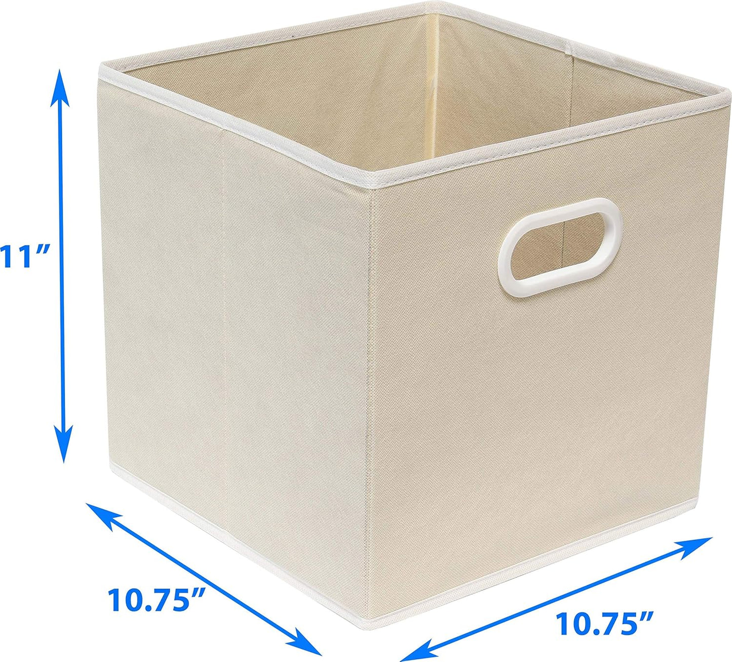 Simple Houseware Foldable Cube Storage Bins - 11-Inch Beige Fabric Organizers | 6-Pack with Handles