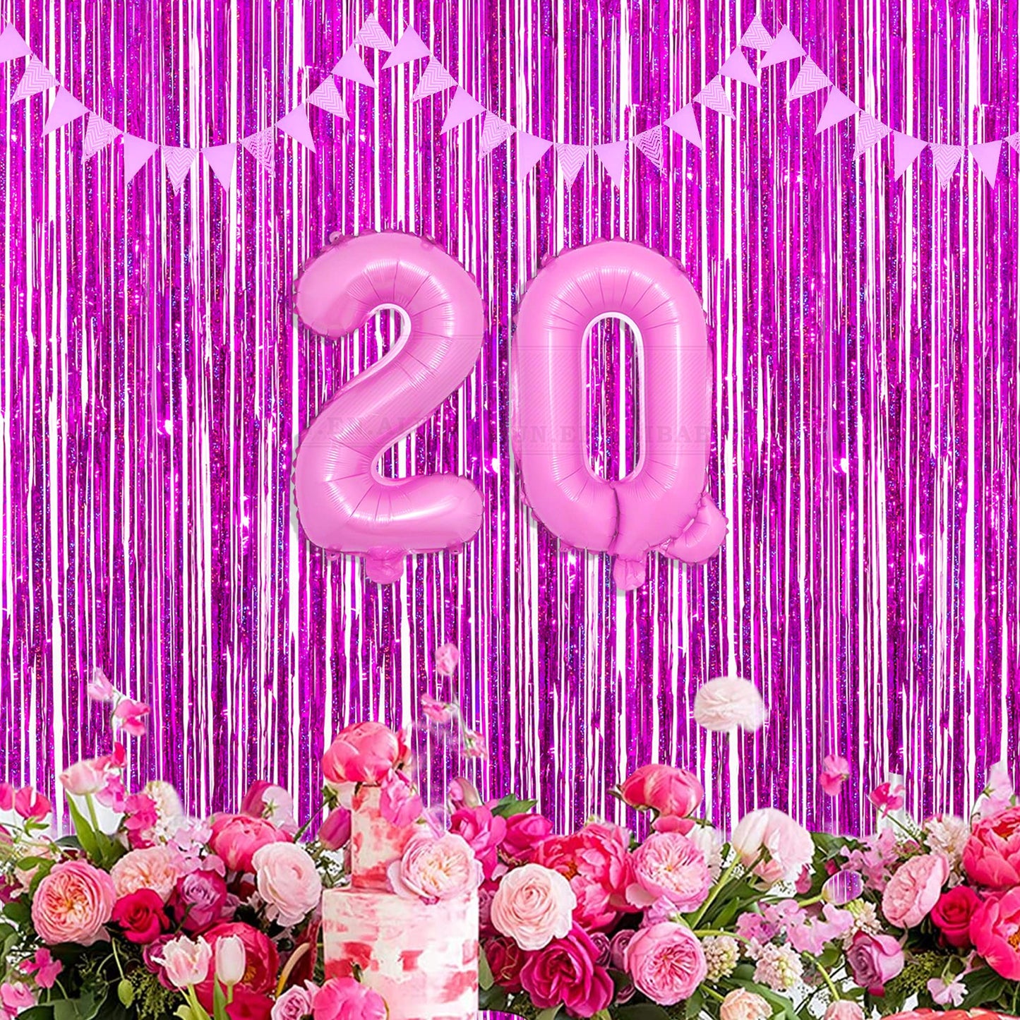 Magenta Tinsel Curtain Party Backdrop - GREATRIL Foil Fringe Curtain Photo Booth Streamers for Bachelorette Party Engagement Bridal Shower 2 PCS
