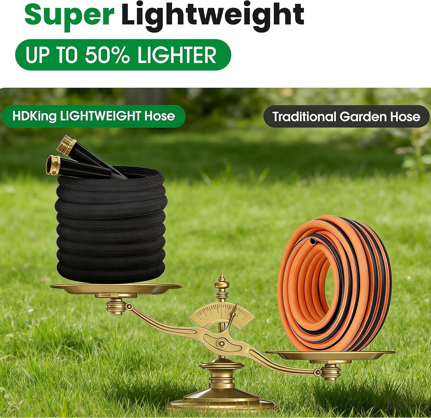 Ultra Lightweight 50FT Garden Hose - Kink-Free, Burst-Resistant & Flexible for Outdoor Use