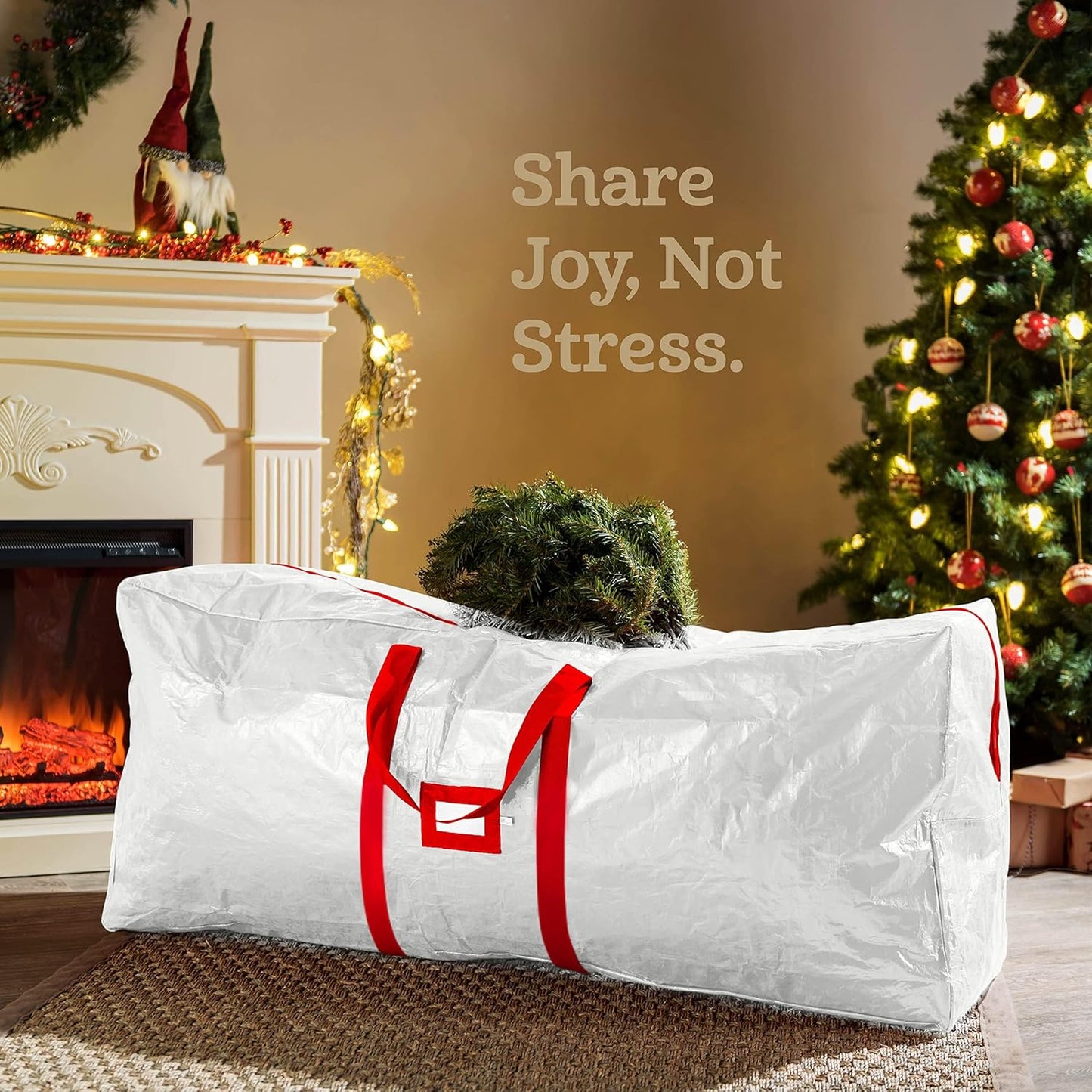 Zober Christmas Tree Storage Bag | Fits 9 Ft Artificial Trees - Waterproof & Durable with Label Slot - White