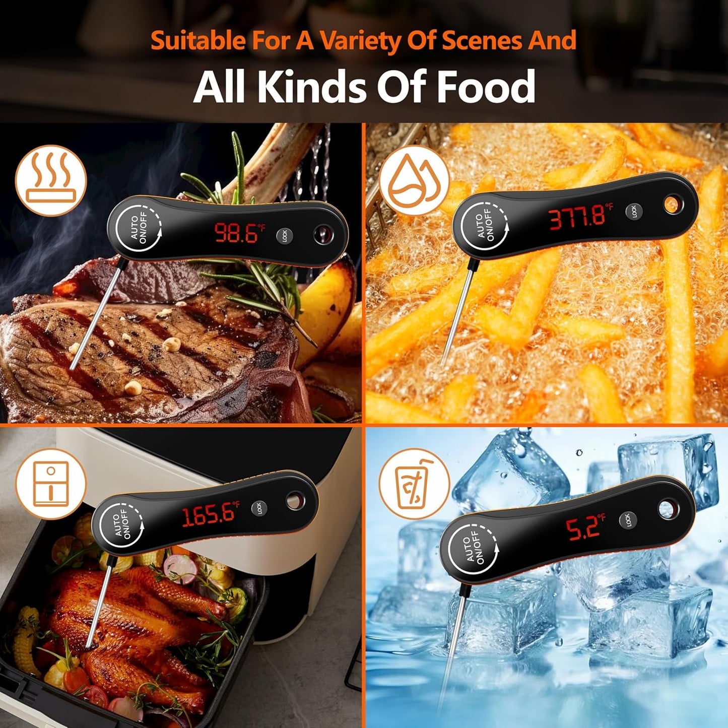 Paysean Digital Meat Thermometer - 0.5 Sec Instant Read for Grilling, BBQ, Candy & Liquid - Perfect Gift for Dad
