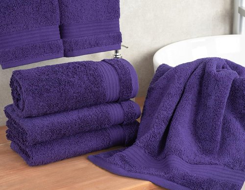 Cotton Paradise Hand Towels - 100% Turkish Cotton, Soft & Absorbent | 4-Piece Set in Purple