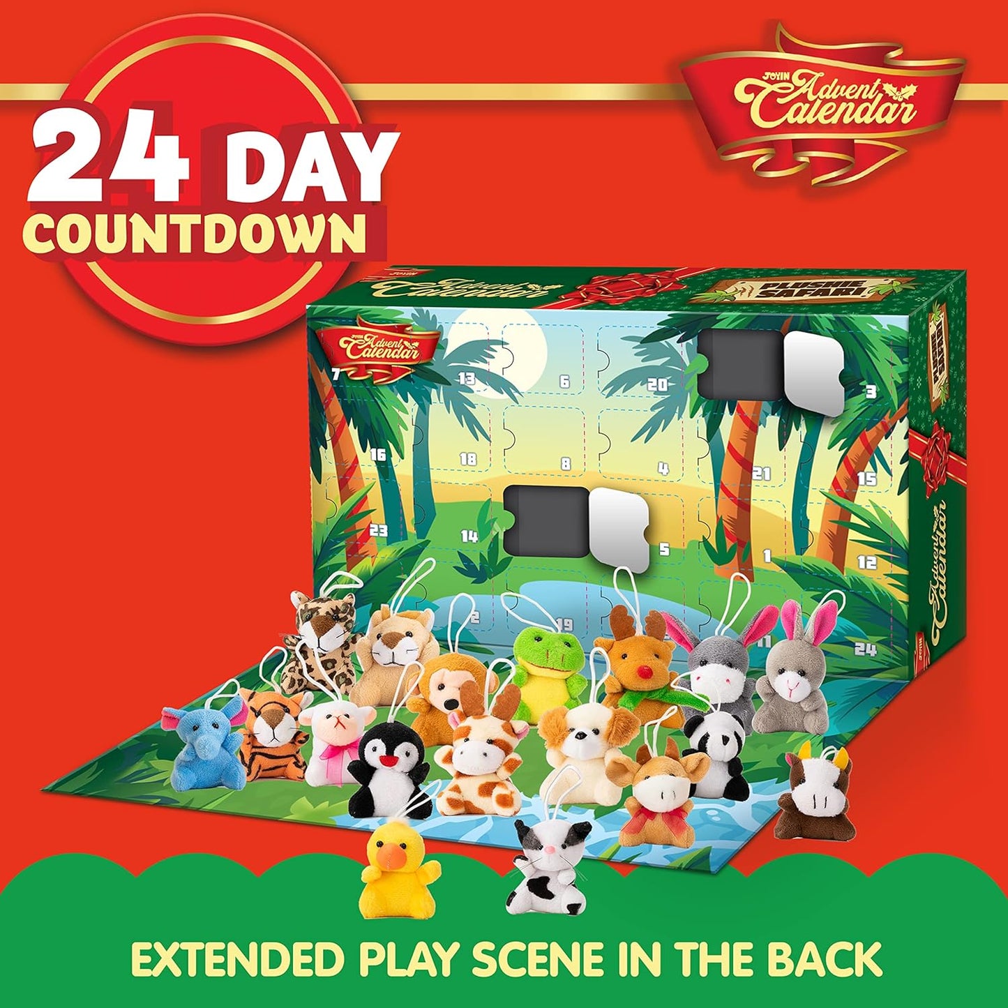 JOYIN Christmas Advent Calendar - 24 Mini Animal Plush Toys for Kids | Countdown to Christmas Fun