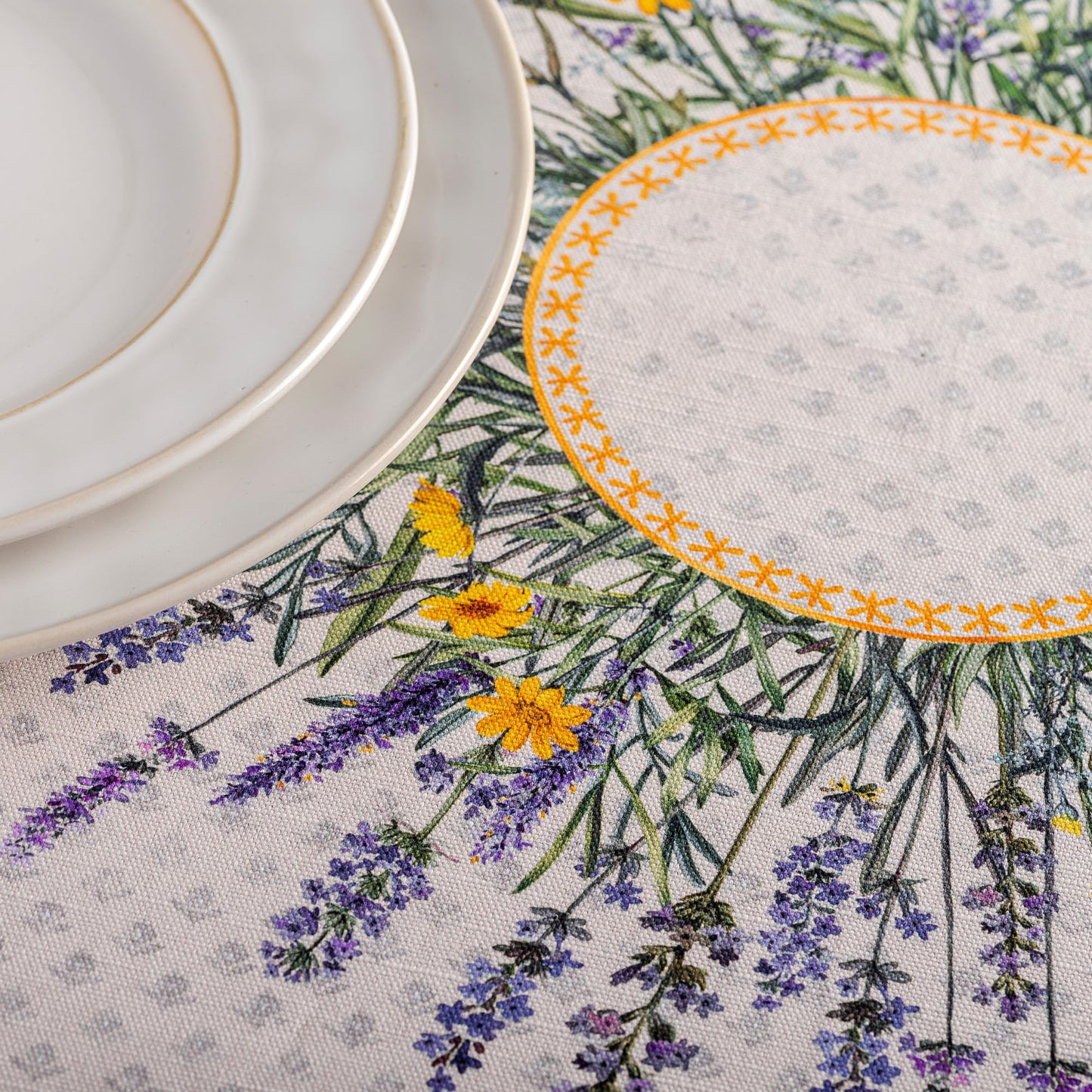 Maison d' Hermine Table Cloth Round Table 100% Cotton 69 Round Inches Tablecloth Reusable Decorative for Dining Kitchen Room Farmhouse Home Gifts for Mothers Day Spring Summer - Fanny Lavender