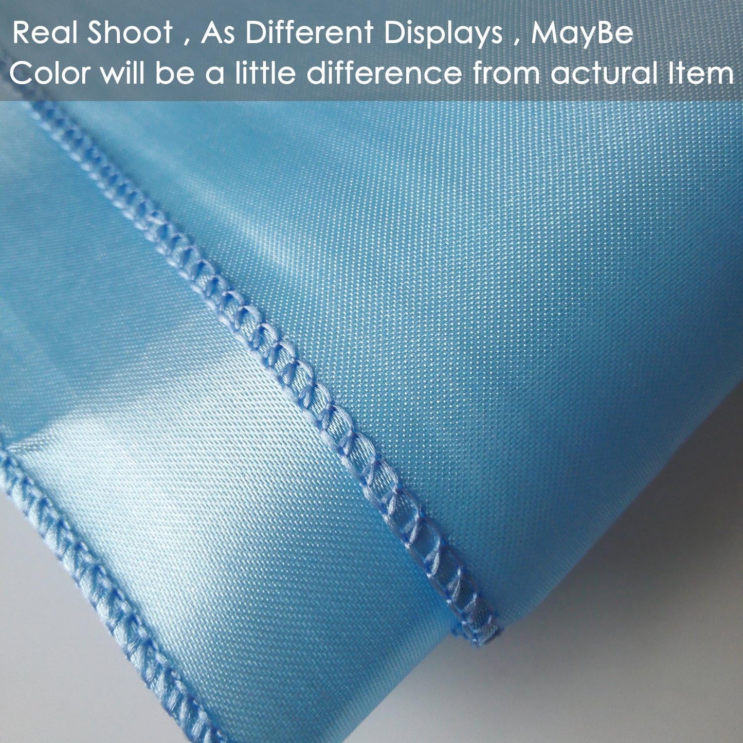 Light Blue Satin Chair Sashes 10-Pack - 7x108 Inch Adjustable Wedding & Party Bows