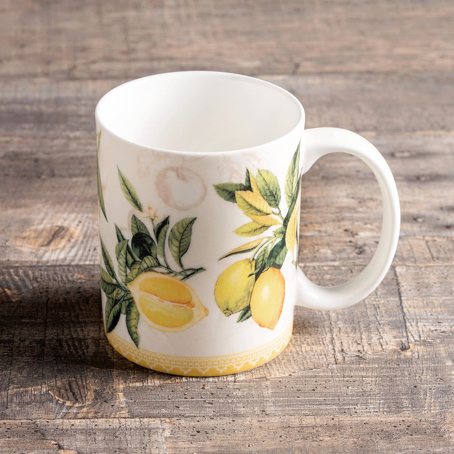 Maison d' Hermine Coffee Mug with Handle Fine Bone China Mugs Pack of One Tea Cups for Hot Beverages Cappuccino Latte Home Restaurant Office Gifts for Mothers day (Limoncello - Verna, 12 Ounce)