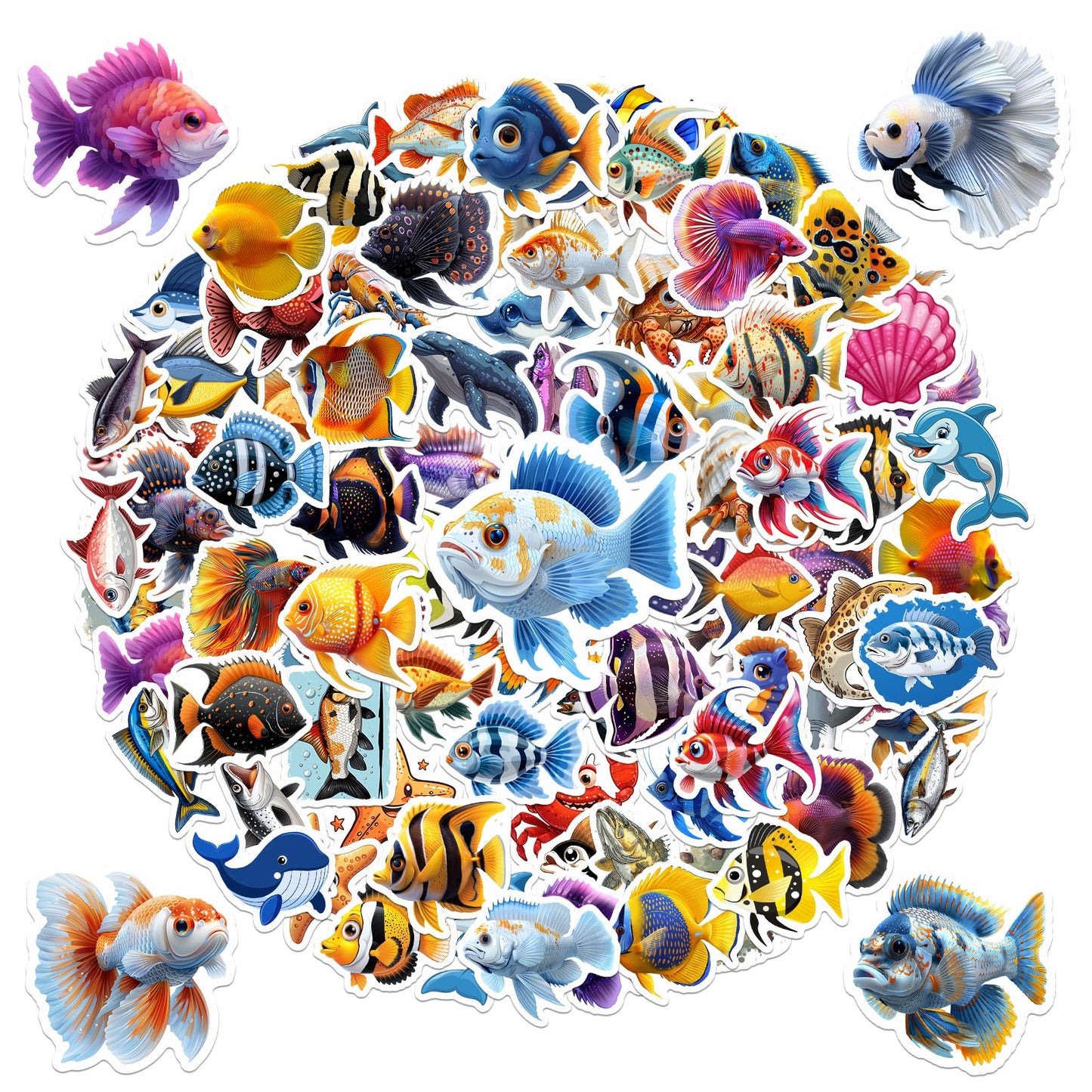 Ocean Aniaml Stickers for Kids,100 Pcs Under The Sea Animal Stickers for Decorations, Waterproof Sea Creature Fish Sticker Ideal for Water Bottles Party Favors Supplies Crafts Decor