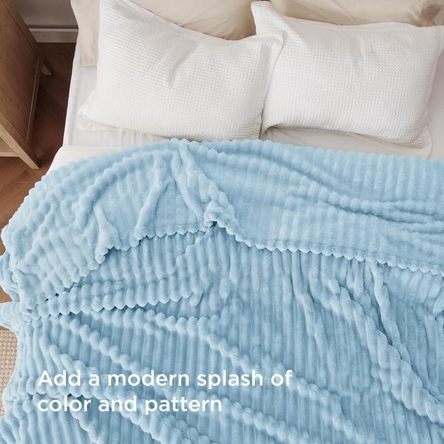 Bedsure GentleSoft Blue Blanket - Cozy California King Size Fleece Throw, 102x96 Inches, Perfect Gift for Women