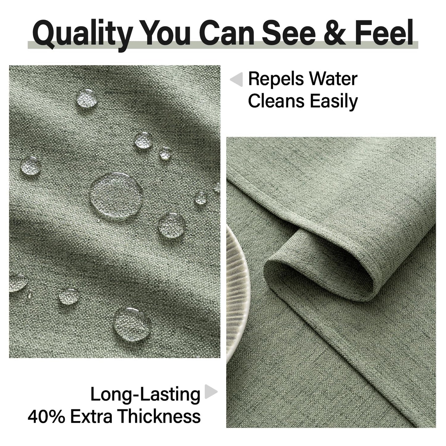 MIULEE Sage Green Linen Polyester Tablecloth 60x104 Inch Spring Rectangle Table Cloth Waterproof,Stain Resistant for Dining Party Wedding