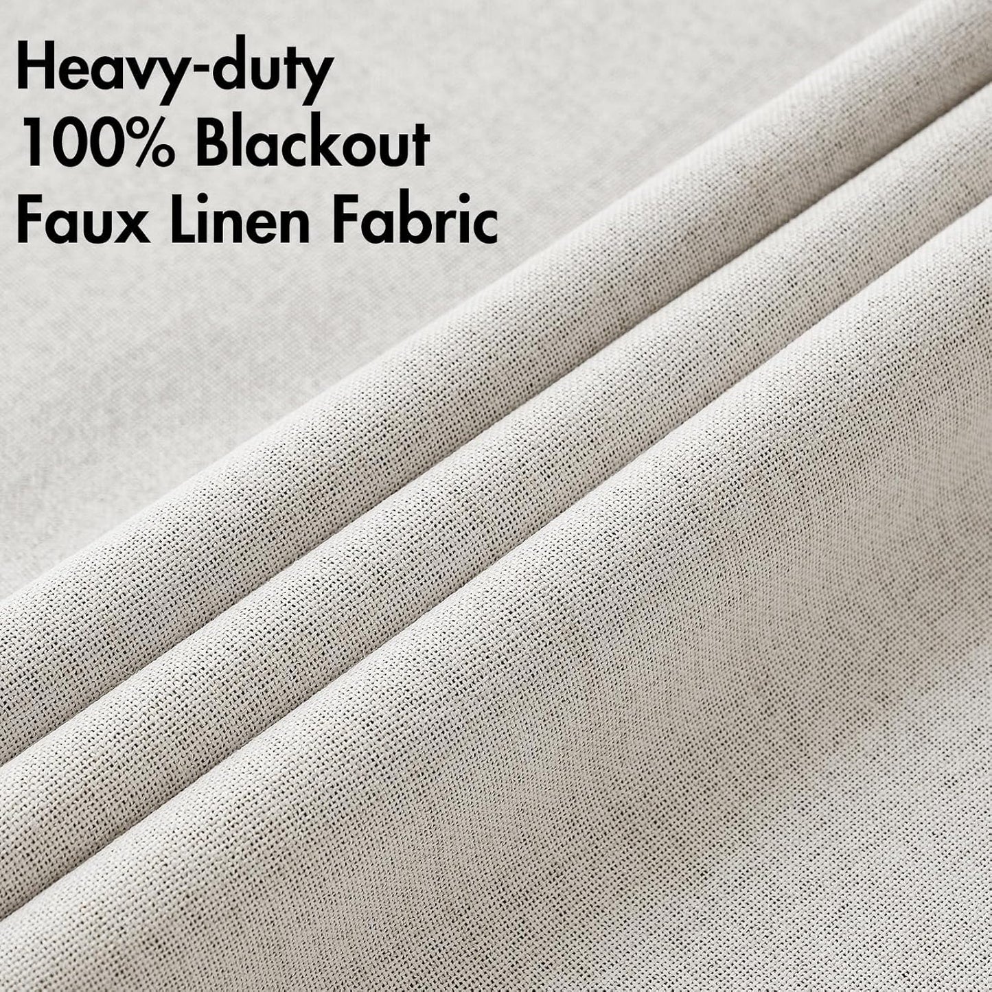 MIULEE 100% Blackout Linen Textured Curtains - Solid Thermal Insulated Cream White Drapes | 52 x 108 Inch (2 Panels)