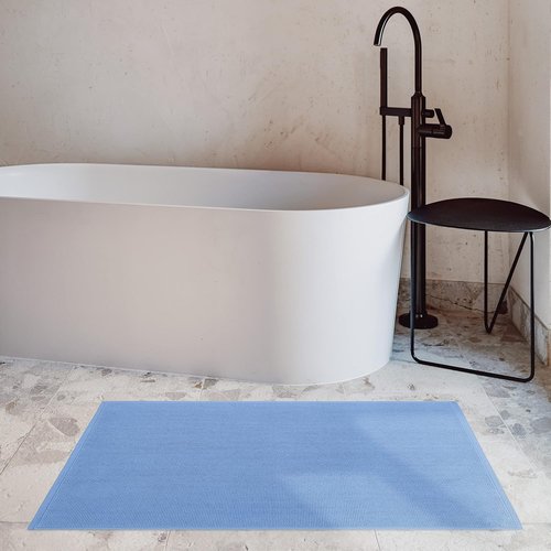 Cotton Paradise Non-Slip Bath Mat - 100% Cotton, Soft & Absorbent, Quick Dry, 20x34 Inch, Sky Blue