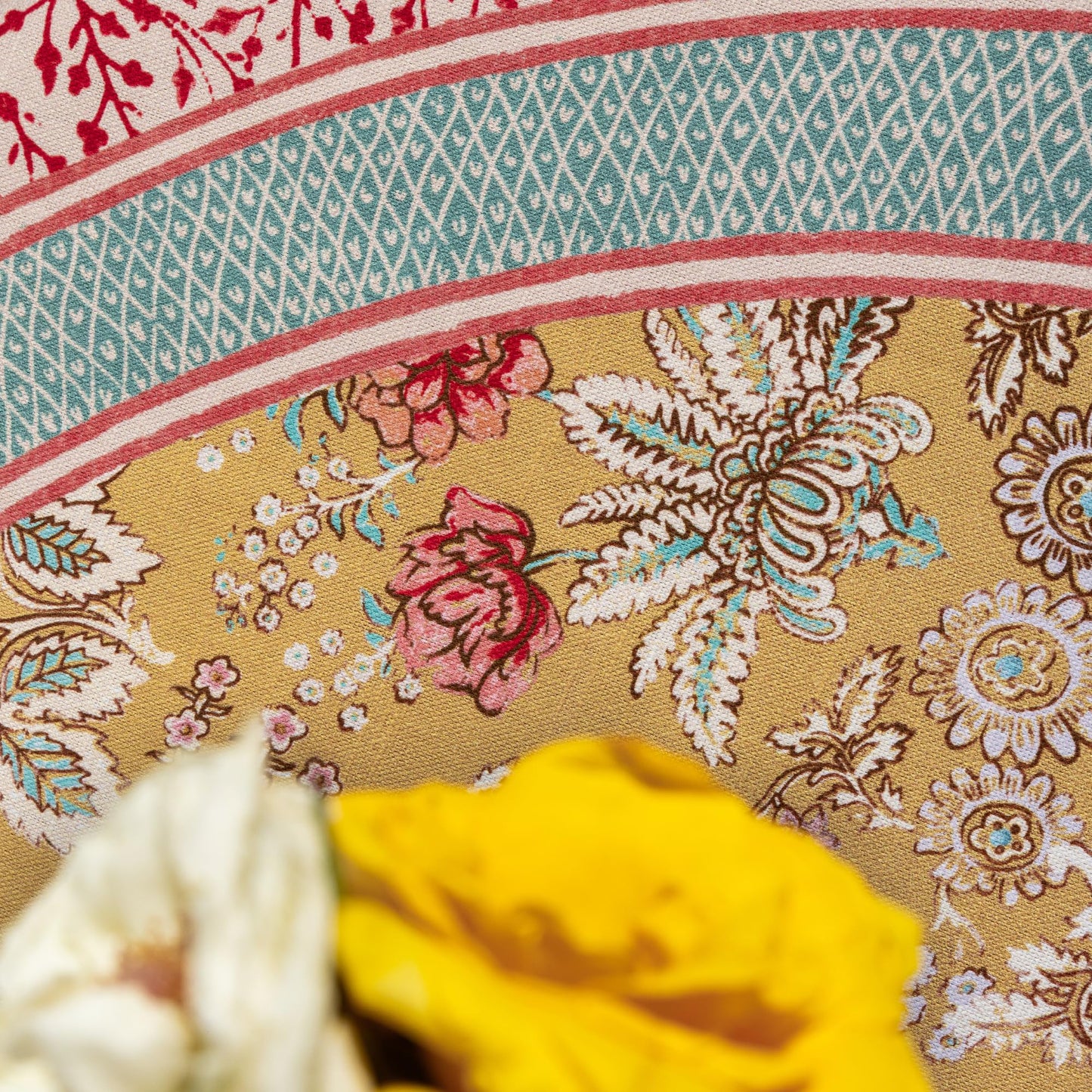 Maison d' Hermine Table Cloth Round Table 100% Cotton 63 Round Inches Tablecloth Reusable Decorative for Dining Kitchen Room Farmhouse Home Gifts for Mothers Day Spring Summer - Marquise