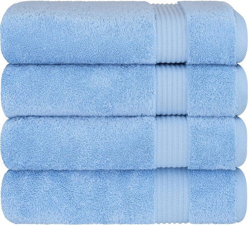 Cotton Paradise 4-Piece Turkish Bath Towels Set - Extra Large, Soft & Plush - Sky Blue