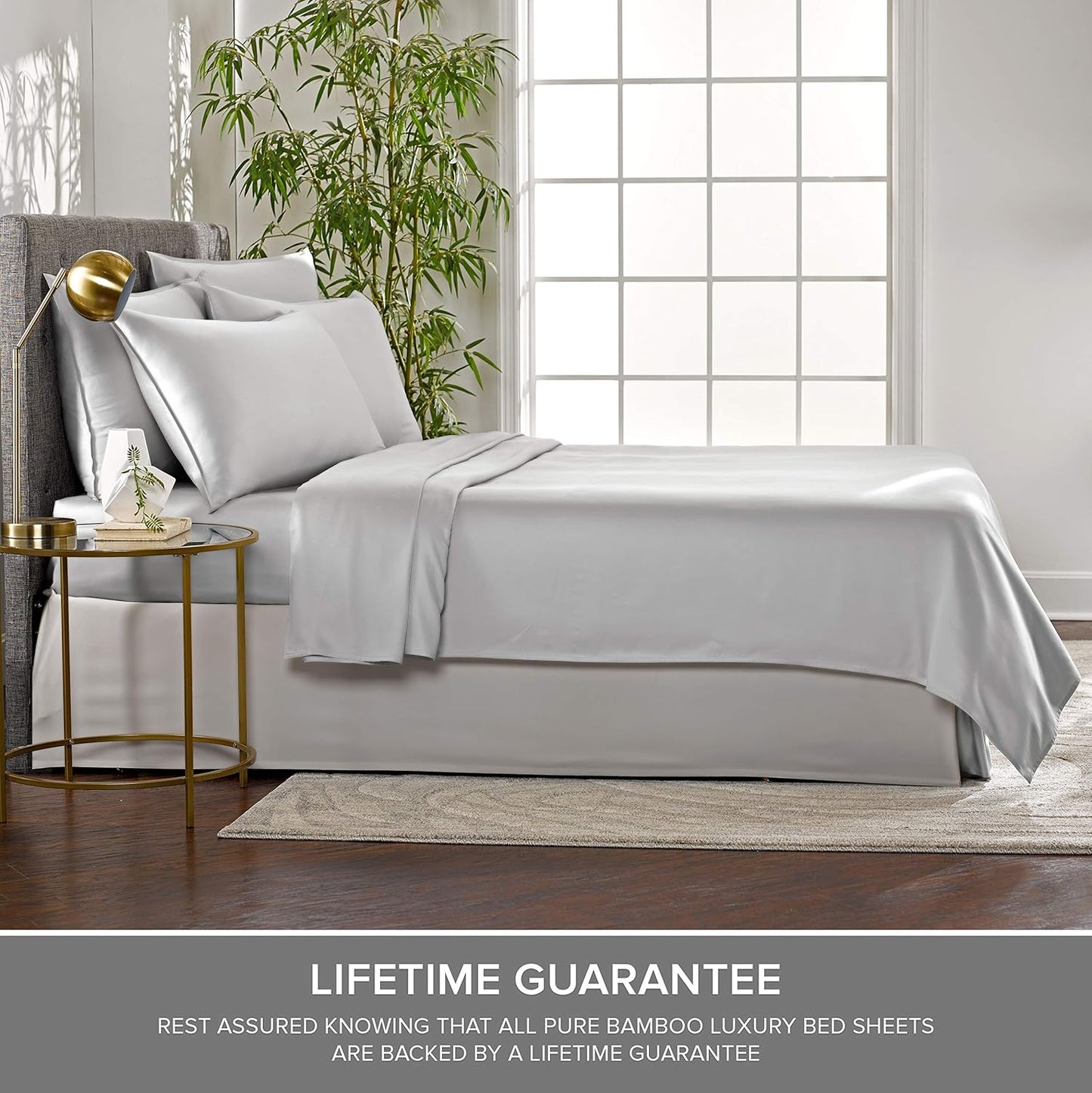 Pure Bamboo Short Queen Sheets - 100% Organic Viscose, Soft & Cooling Bed Sheet Set | 60"x75", Silver Pearl
