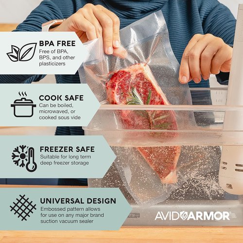 Avid Armor Vacuum Seal Rolls - Non-BPA Food Storage Bags | 8" x 50ft | Pack of 2 for Meal Prep