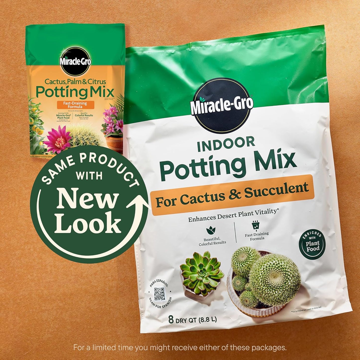 Miracle-Gro Cactus, Palm & Citrus Potting Mix - Ideal for Indoor/Outdoor Plants, 8 Qt, 2-Pack