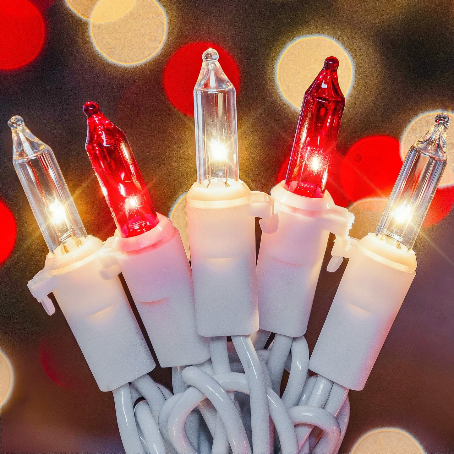 Red Clear Christmas Lights,13FT 50 Count Incandescent Mini Light,White Wire Christmas String Lights Plug in Waterproof for Tree Xmas Wedding Indoor Outdoor Valentine's Day Decor (Red Clear, 50 Count)