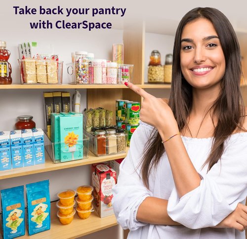 ClearSpace Plastic Pantry Bins - Removable Dividers for Kitchen Storage & Organization (4 Pack)