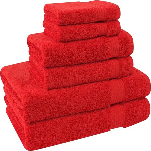 Cotton Paradise 6-Piece Towel Set - 100% Soft Absorbent Turkish Bath Towels | Red Color