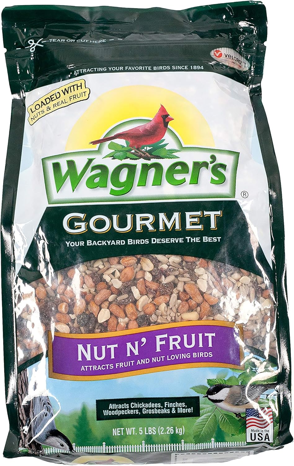 Wagner's Gourmet Nut & Fruit Wild Bird Food - 5 Pound Bag for Healthy Backyard Birds
