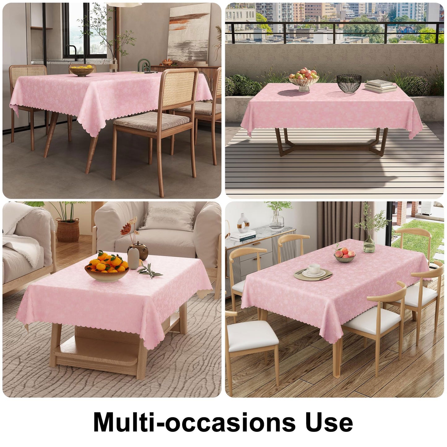 Smiry Rectangle Table Cloth, Waterproof Heavy Duty Vinyl Tablecloths, Wipeable Washable Table Cover for Kitchen, Dining Room & Valentines (Pink, 60" X 120")