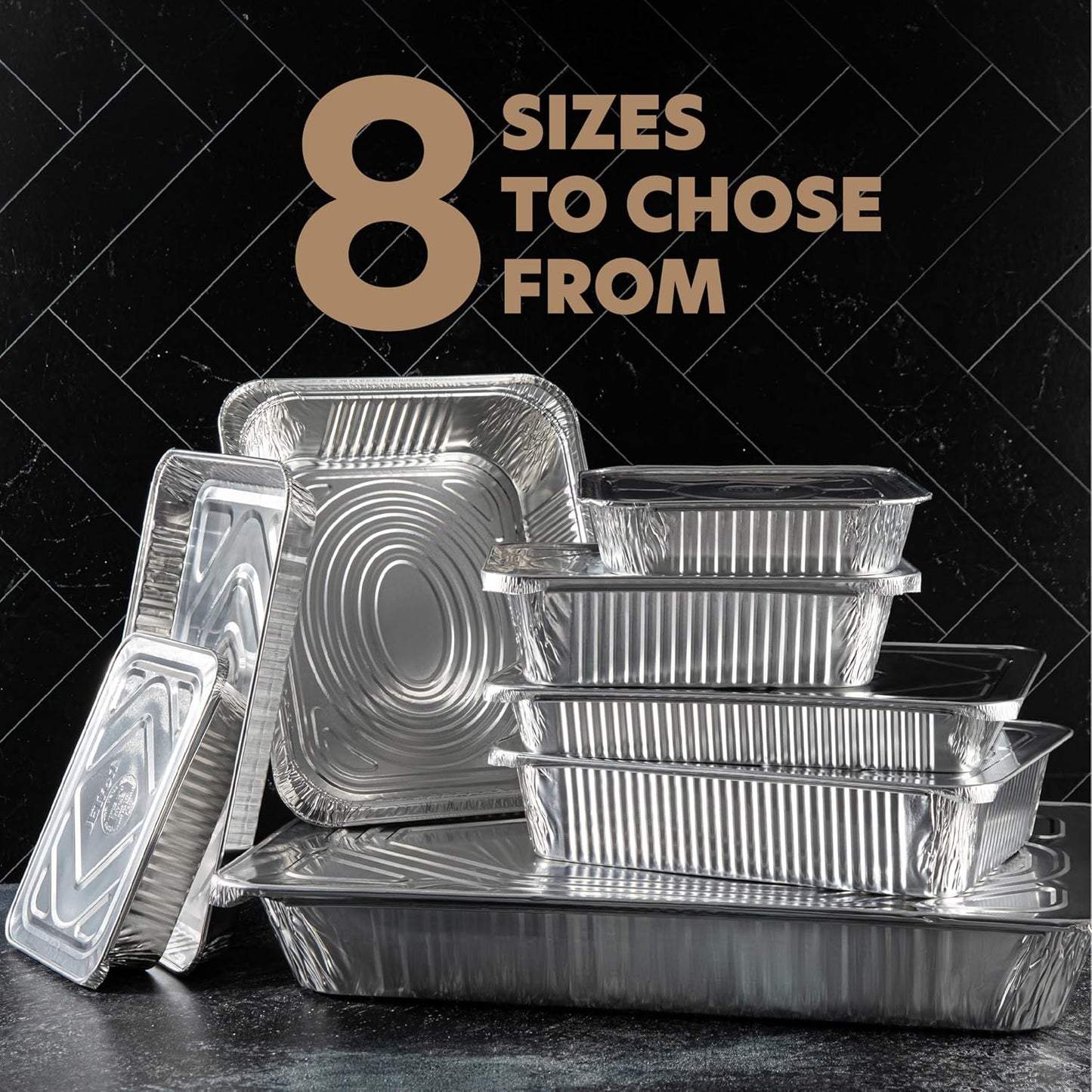 PLASTICPRO Disposable Aluminum Pans - Heavy Duty 6.5'' x 9'' with Covers | 10 Pack for Baking & Cooking