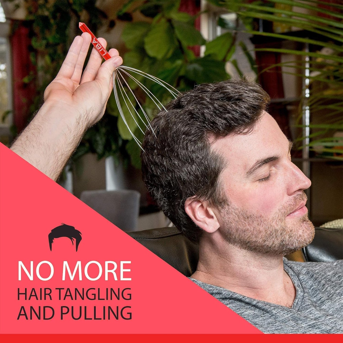 LiBa Scalp Massager Tool - 2-Pack Gentle Hair Scratcher for Pain-Free Massage | Red Rubber Beads