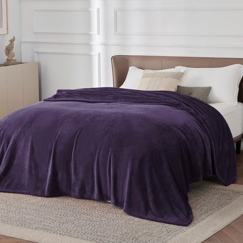 Bedsure GentleSoft Fleece Bed Blanket - Oversized Cozy Luxury Microfiber in Purple, 120x120 Inches