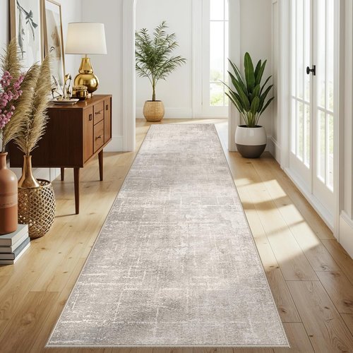 HAOYUNLAI Hallway Runner Rug - Soft Non-Slip Kitchen Mat with Rubber Backing | Washable Beige/Cream (3x12)
