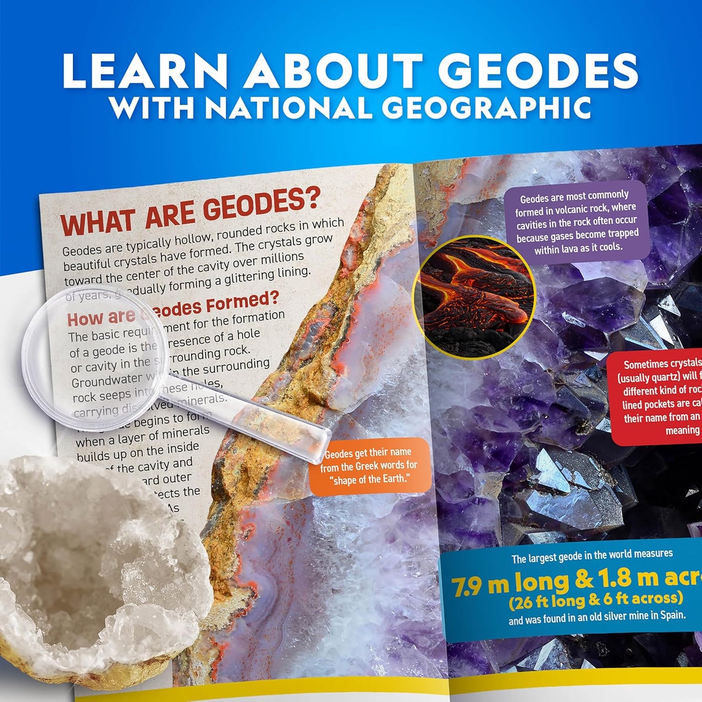 National Geographic Geode Science Kit - Break Open 15 Premium Geodes with Goggles & Stands | Perfect STEM Gift for Kids