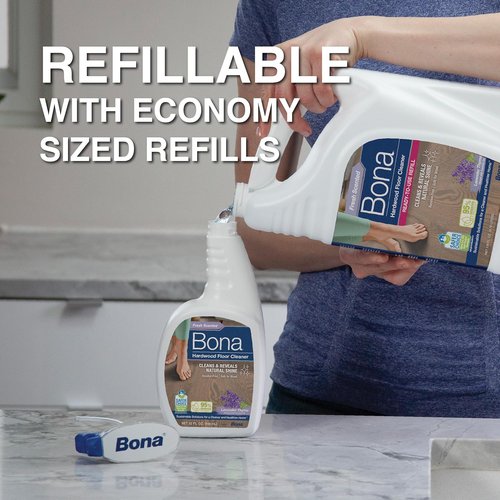 Bona Hardwood Floor Cleaner Spray - 32 Fl Oz - Lavender Thyme Scent | Refillable & Residue-Free Solution