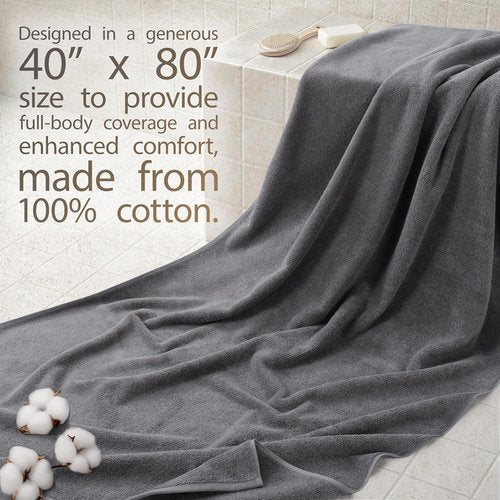 Cotton Paradise 100% Cotton Oversized Bath Sheet - Extra Large Dark Gray Turkish Towel 40x80