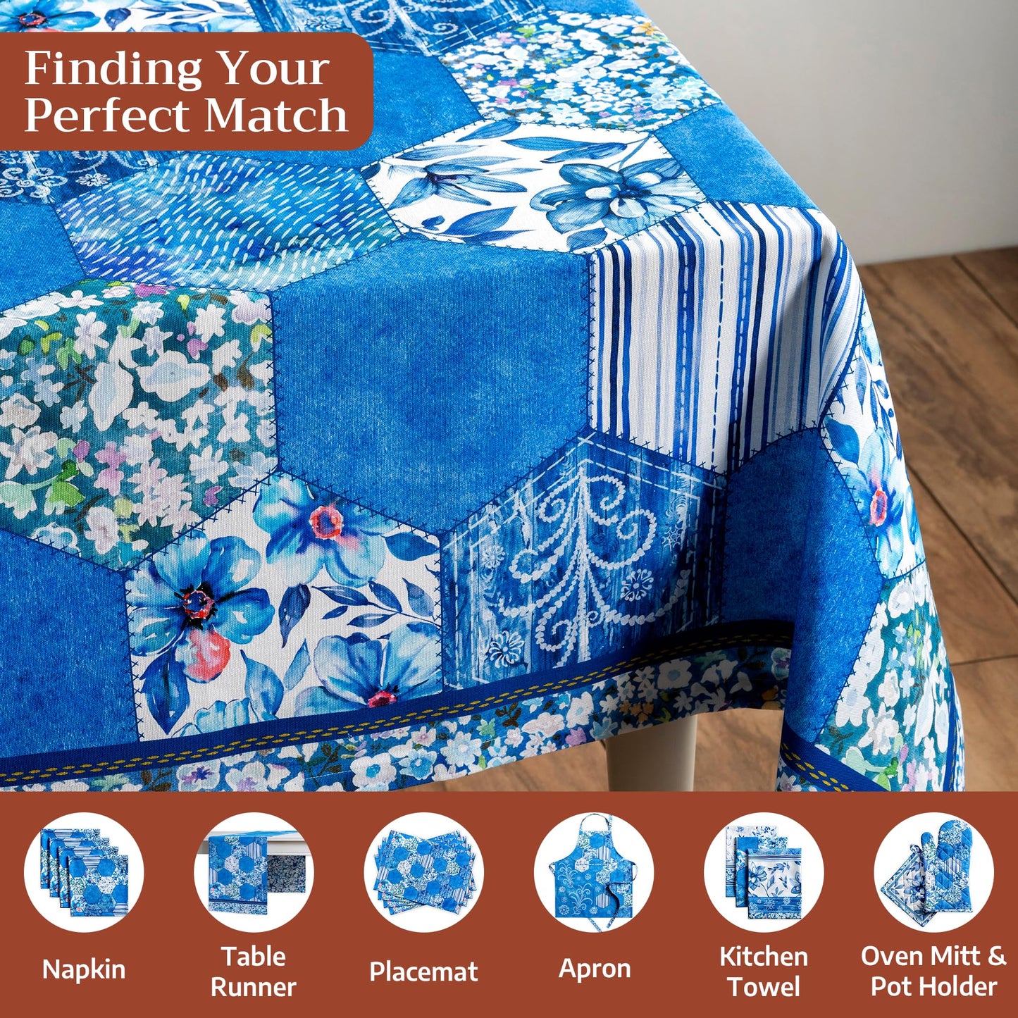 Maison d' Hermine Table Cloth Rectangle Table 100% Cotton 60 x 108 Inches Tablecloth Reusable Decorative for Dining Kitchen Room Farmhouse Home Gifts for Mothers Day Spring Summer - Summer Blues
