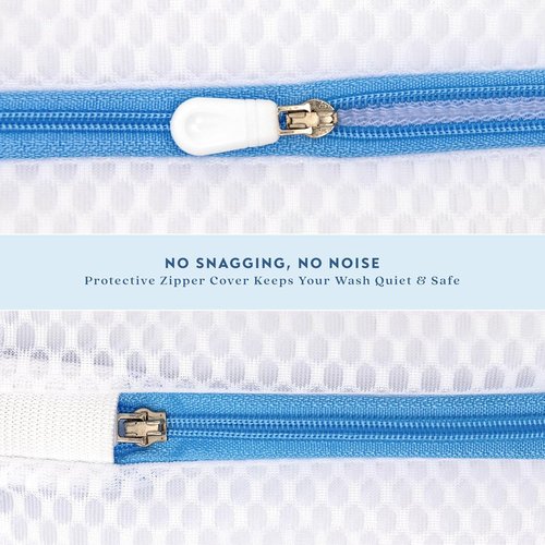 ELYN Mesh Laundry Bags - Ultra Durable Honeycomb Mesh with Anti-Rust Zipper | 3 Pack Medium (12” x 16”) for Delicates