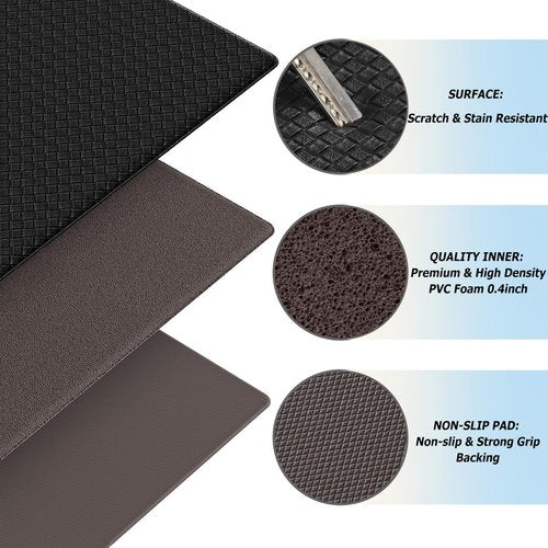Artnice Kitchen Rugs Set of 2, Non-Slip Kitchen Mats for Floor, Ergonomic Cushioned Anti Fatigue Mat, Waterproof Standing Mat for Home, Office, Sink, Laundry, 17.3"×30"+17.3"×47", Black