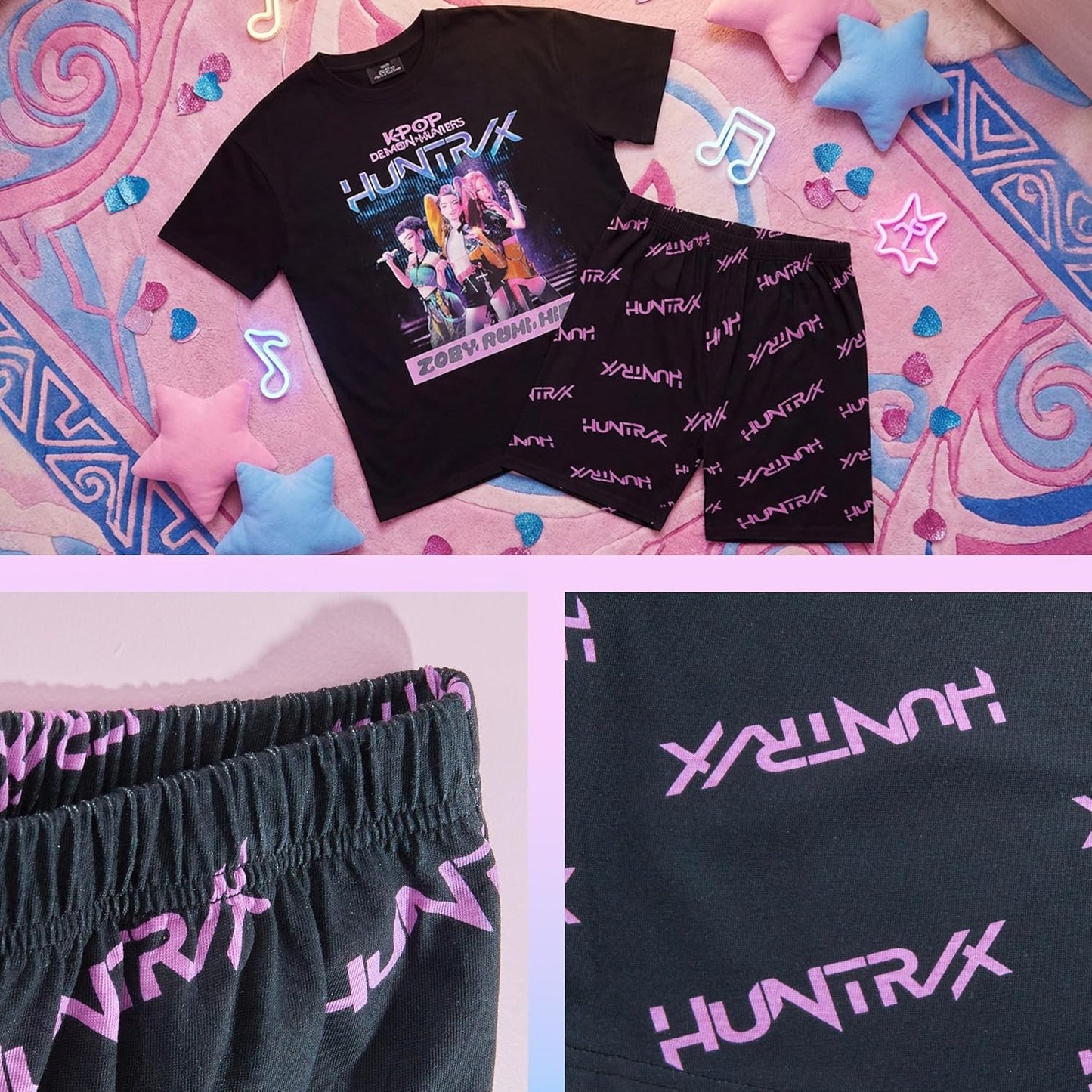 KPop Demon Hunters | Officially Licensed 2-Pc Pajama Set for Girls, Ages 5-14 - Soft T-Shirt & Shorts