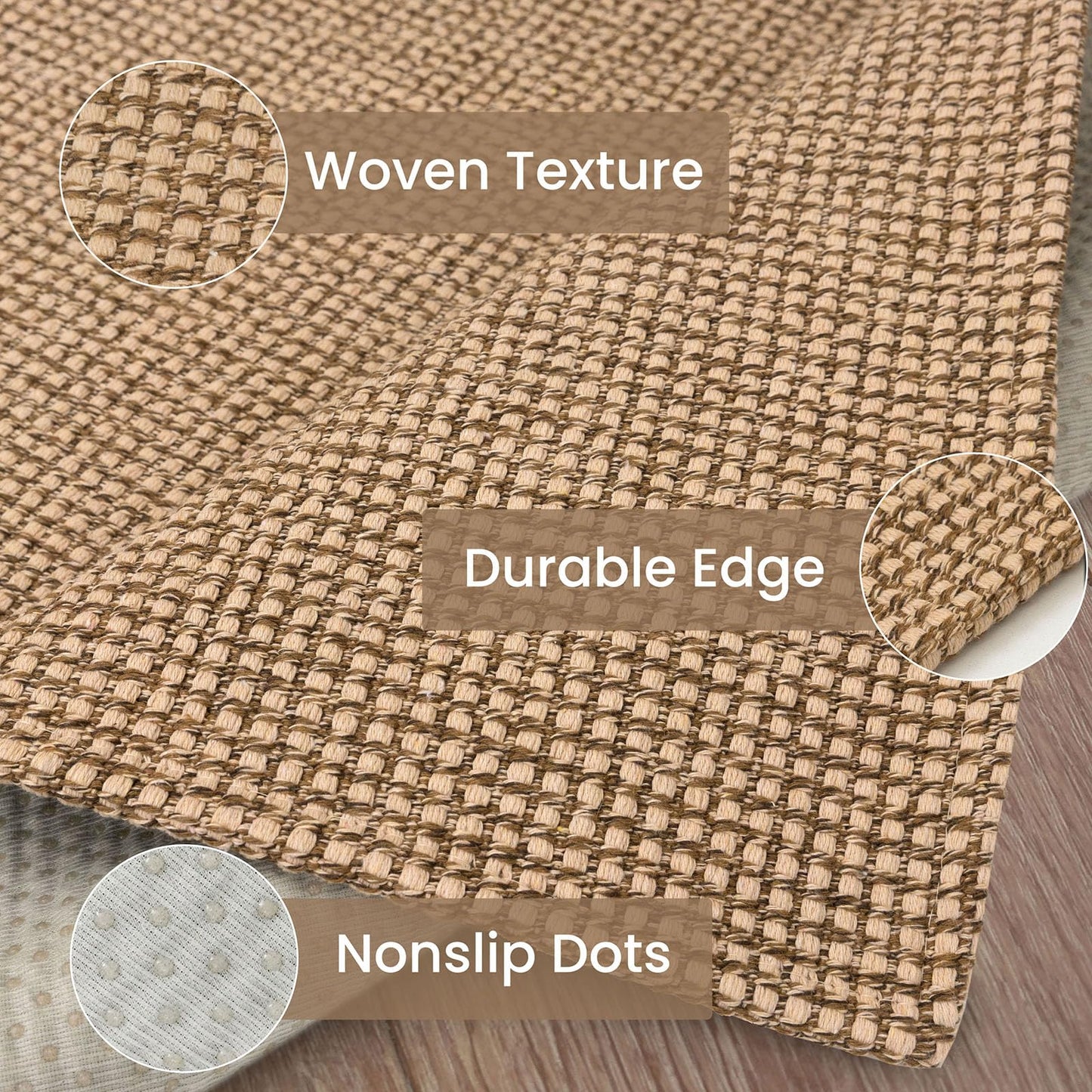 IOHOUZE Washable Runner Rug 2x10 Non Slip Rubber Backed Long Hallway Runner Entryway Runner Indoor, Kitchen Rugs Woven Cotton Floor Carpet for Hall Entrance, Orange/Tan/Brown