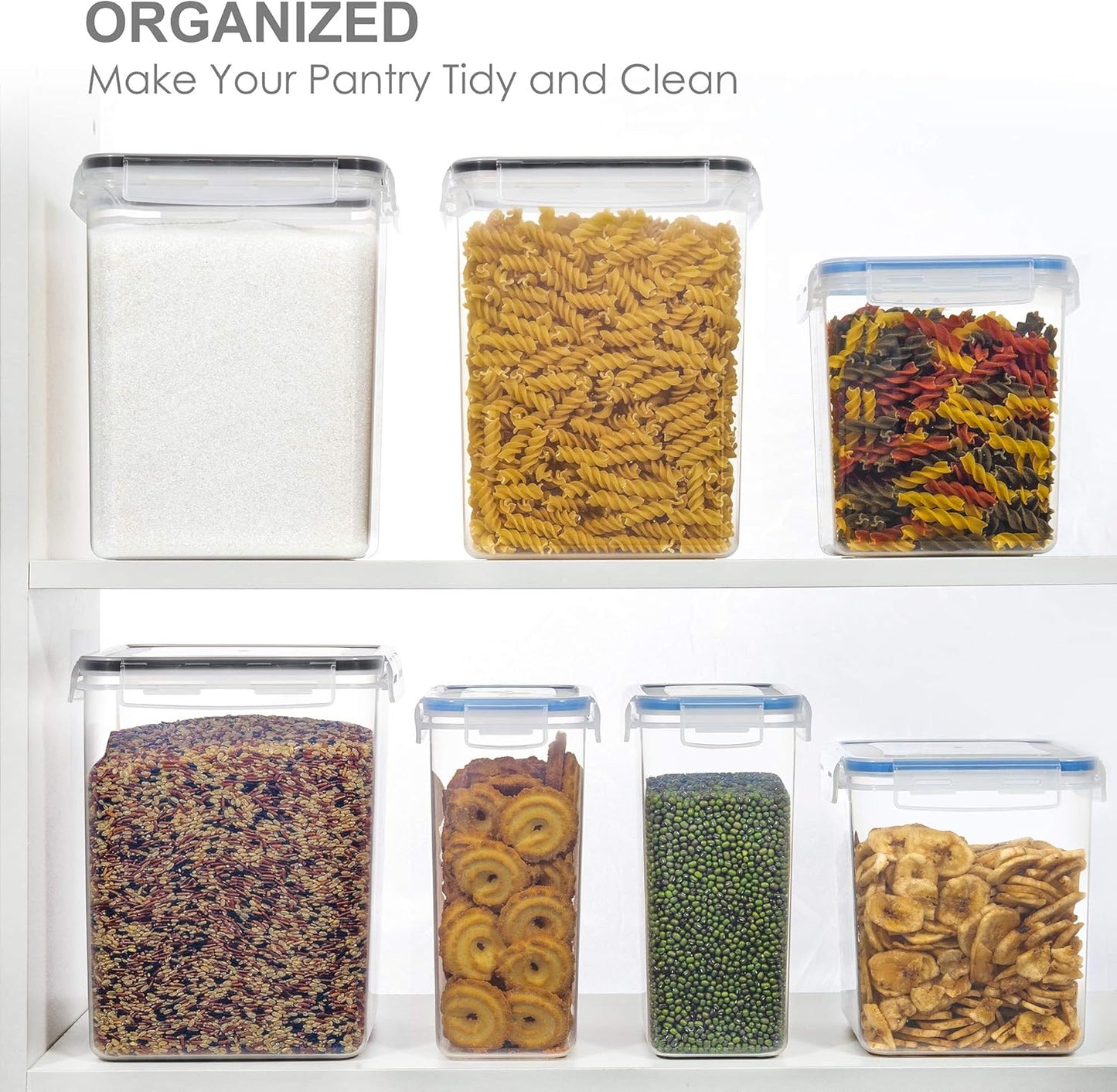 PantryStar Airtight Food Storage Containers - 5.2L (176Oz) BPA-Free Plastic Canisters | 3-Pack for Kitchen Organization