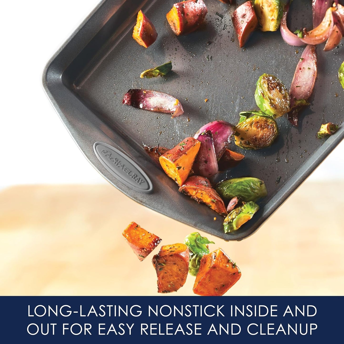Rachael Ray Nonstick Bakeware Set - 3 Piece Cookie Sheets with Grips in Gray & Sea Salt Gray