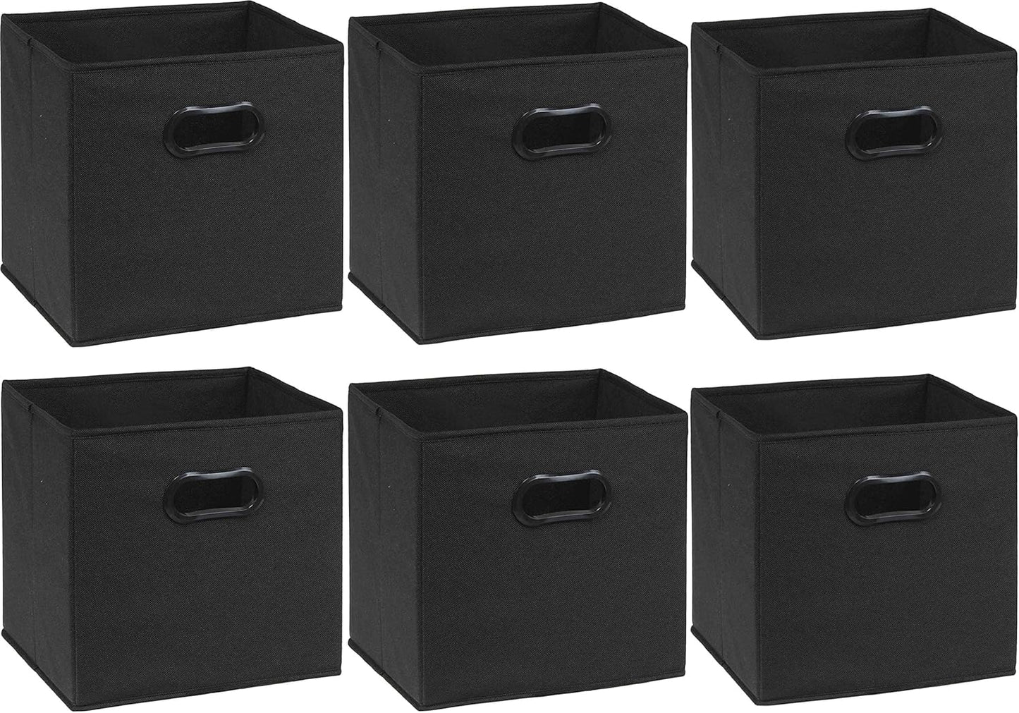 Simple Houseware Foldable Cube Storage Bins - 11-Inch Black Fabric Organizers with Handles | 6-Pack for Closets & Shelves