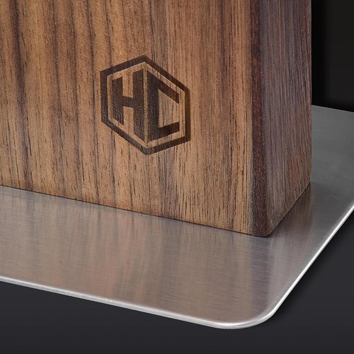 HexClad Magnetic Knife Block Holder - Strong Enhanced Magnets for Kitchen Storage | Walnut Finish